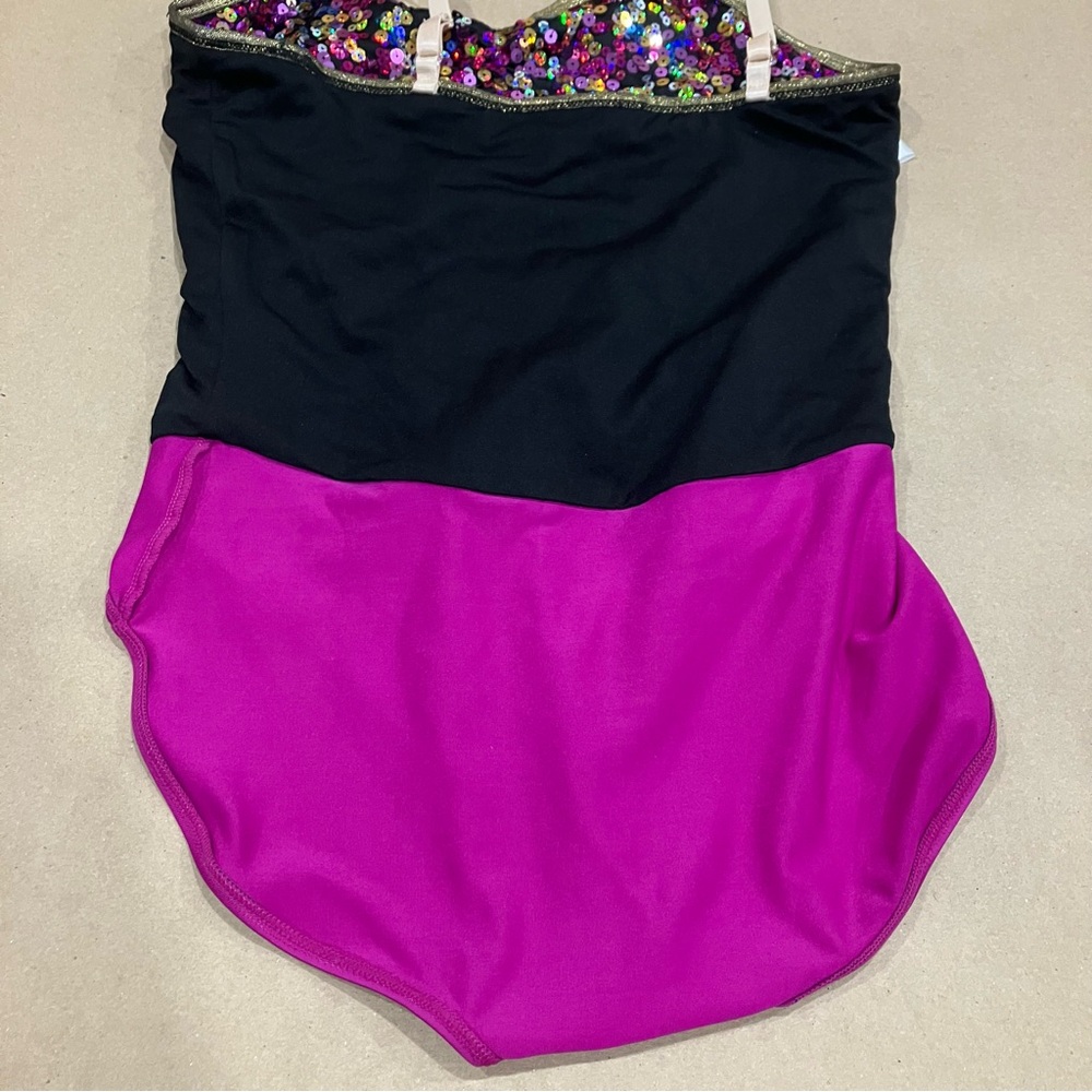 Weissman Gold and Purple Sequin Dance Bodysuit size SA Small Adult NEW - Picture 10 of 10